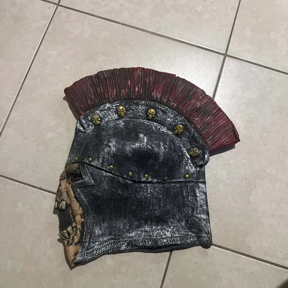 Gladiator Skeleton Halloween Mask with Mohawk - Horror Gothic Costume